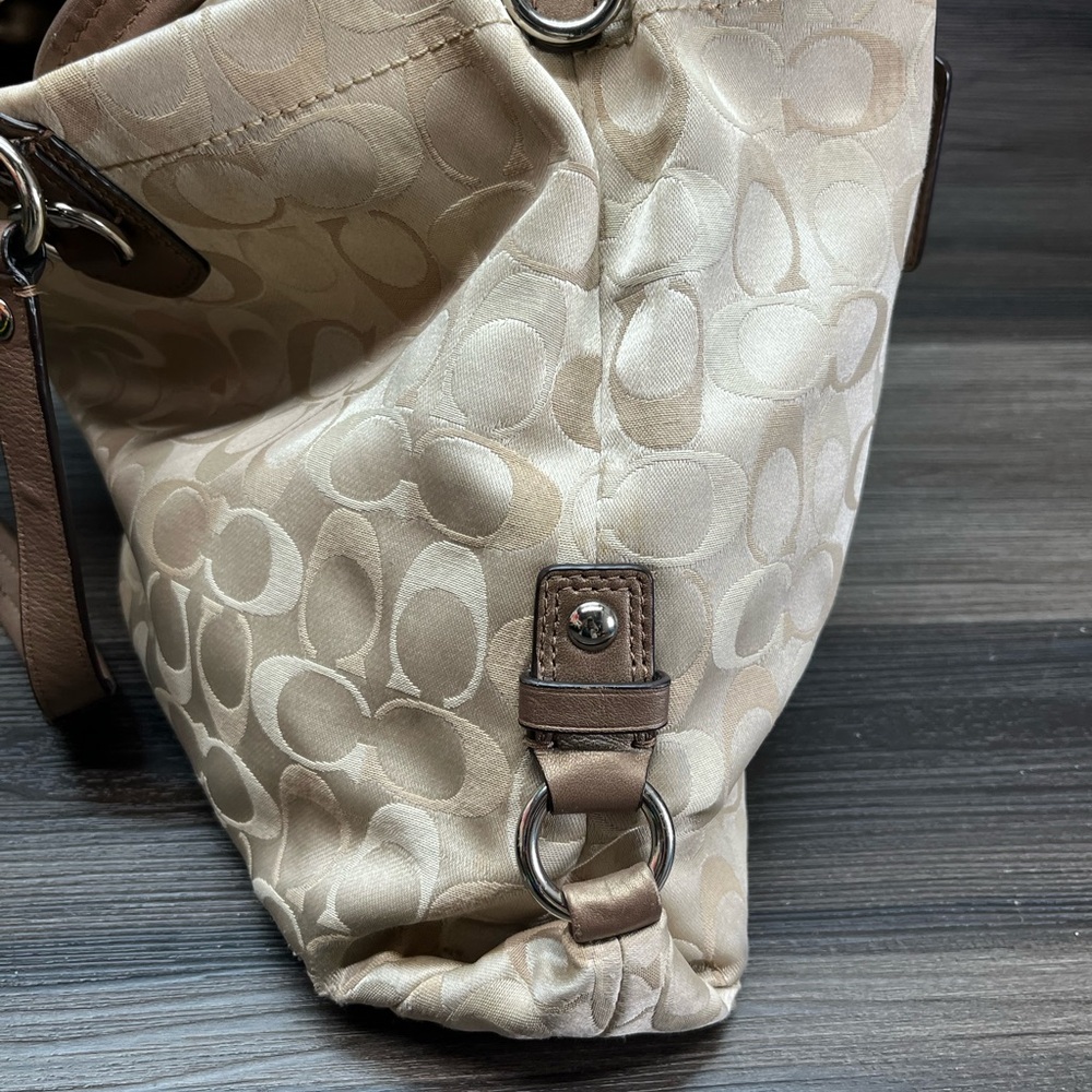 Coach Cream and Brown Signature Tote - Picture 6 of 13